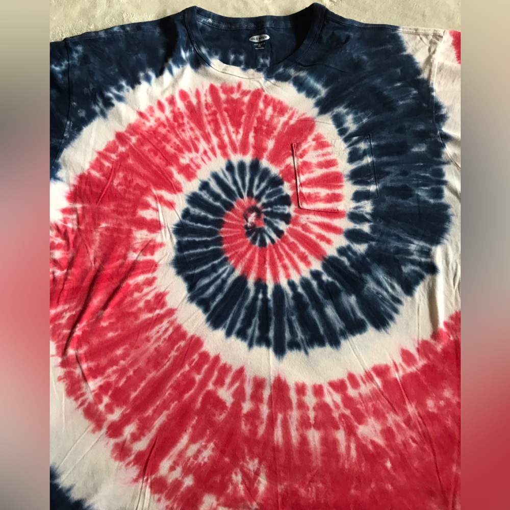 Old Navy Tie-Dye Spiral Shirt - Red, Blue, and White